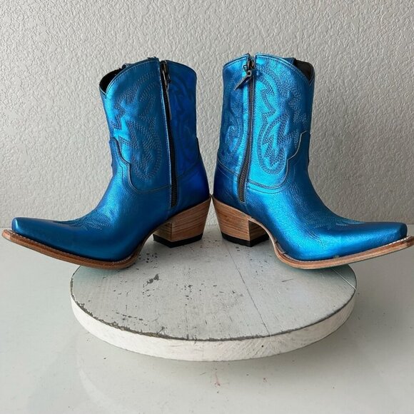 NEW Lane SMOKESHOW Womens Cowboy Bootie 8 Blue Western Cowgirl Short Ankle Boots - Picture 7 of 10